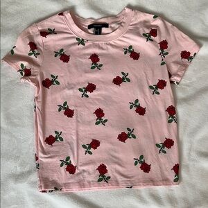 Perfect for valentine!!! 
Forever 21 Pink Tee with Red Rose Print